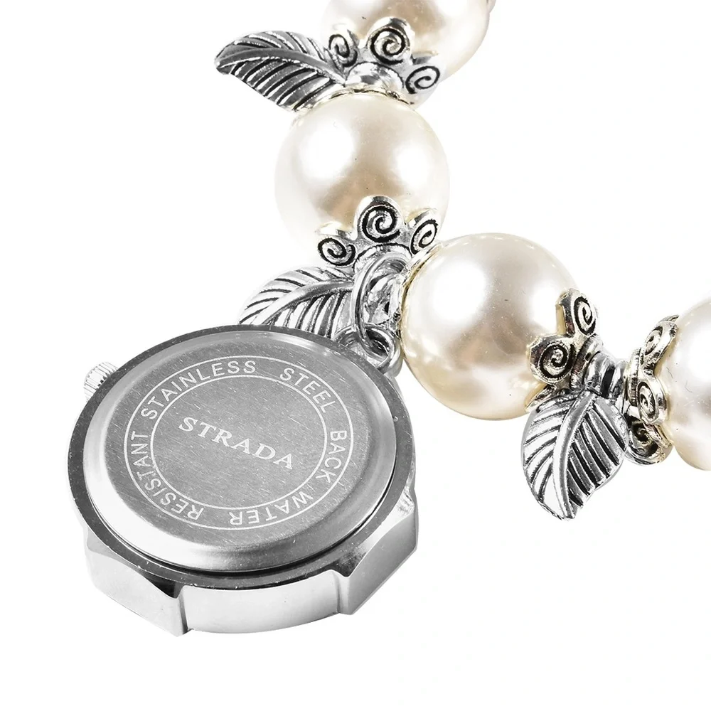 White Simulated Pearl Stretch Bracelet Watch